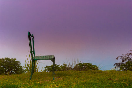 Beautiful sunset in impressive something of Ilopango in El Salvador, panoramic view of rural landscape.の写真素材