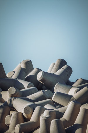 The stone tetrapods on the beach during the beachの写真素材