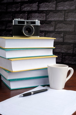 A cup on the tableの写真素材