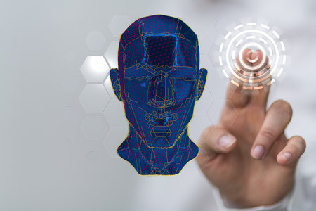 A conceptual wallpaper with an illustrated human head.