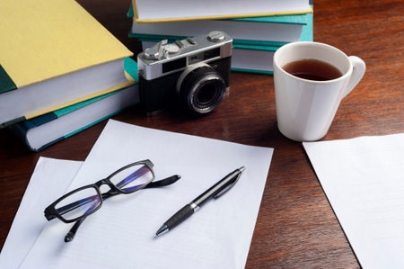 A cup on the tableの写真素材