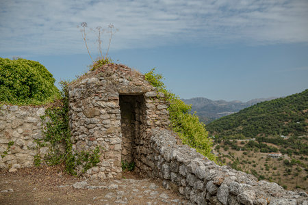 A Beautiful view of an abandoned half-ruined castleの写真素材