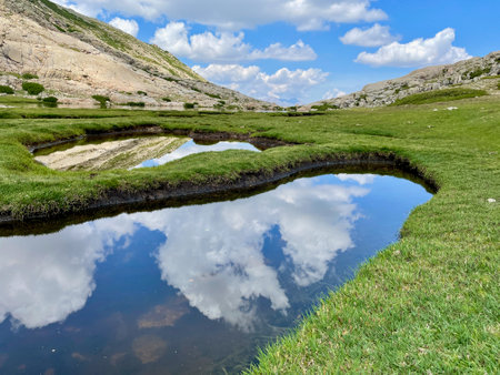 A beautiful lake in Regional Natural Park of Corsica, Corte, Franceの写真素材