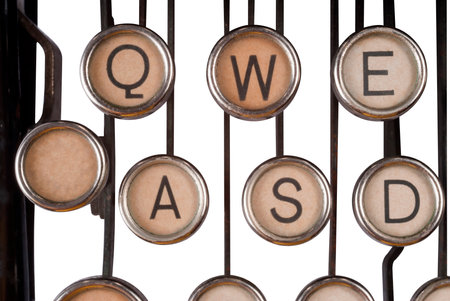 Keyboard and typewriter keys, detail. Evolution of technology in writing. Old typewriter type in Guatemalaの写真素材