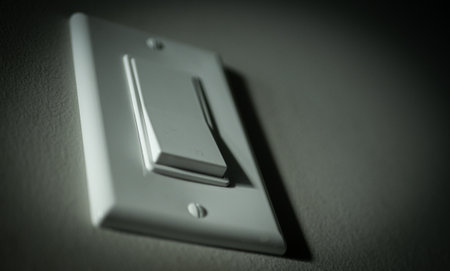 A closeup shot of a light switch against a wall