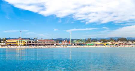 A beach in Santa Cruz Wharf, USAの写真素材