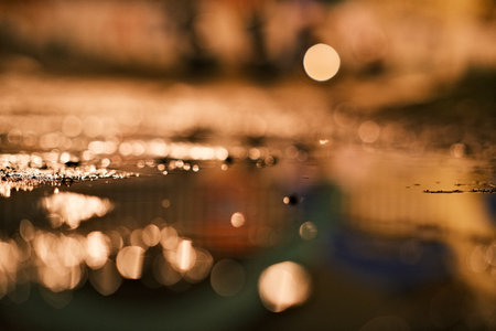 A blurred shot of the ground of a streetの写真素材