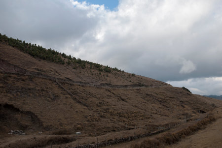 Panoramic view mountains in Sierra de los Cuchumatanes, Huehuetenango, Guatemalaの写真素材