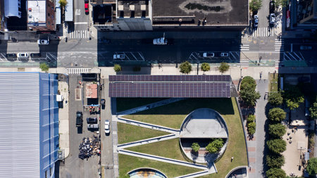 A top view of Bushwick Inlet Park in Brooklyn.