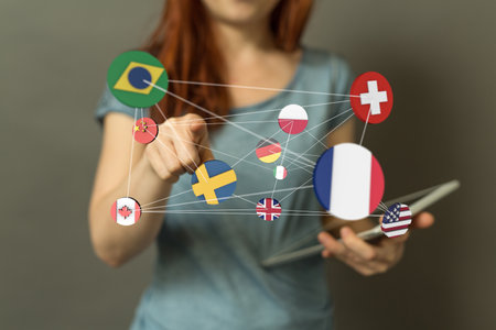 A conceptual wallpaper with floating flags.