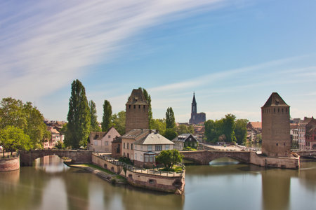 The medieval bridge Ponts Couverts in Alsace, France