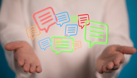 A number of digital message icons with a communication concept