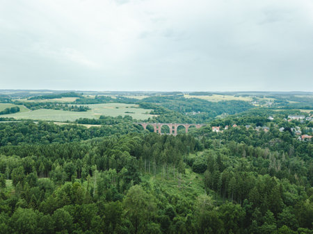 Big railway bridge at a moody day.の写真素材