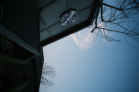 The roof of a building on the blue sky background