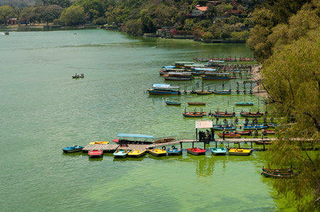 The lake of Amatitlan is a crater lake located in Guatemala. It is located 25 km from Guatemala City, today is a drain of the city totally contaminateの写真素材