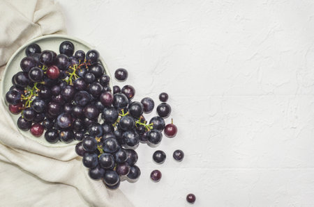 A closeup shot of ripe black currant on a white surfaceの写真素材