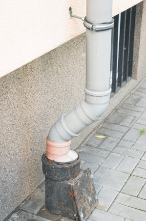 A vertical shot of an old downpipe