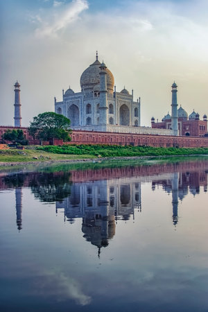 A Taj Mahal Mausoleum in Indiaの写真素材