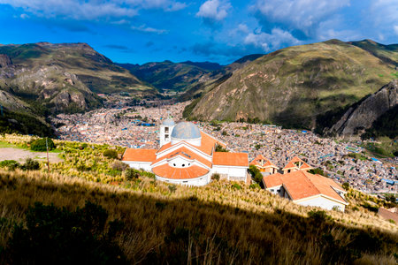 A church at the top of a viewpoint in the city of Huancavelica Peru