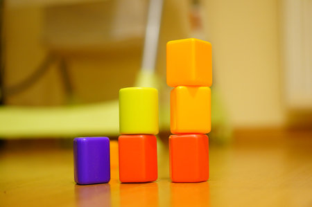 Colorful plastic toys of geometr shapesの写真素材