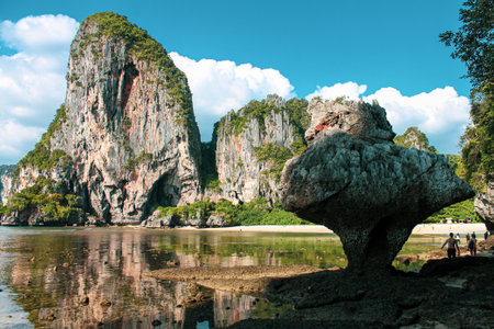 A beautiful view of Phra Nang Beach in Thailandの写真素材