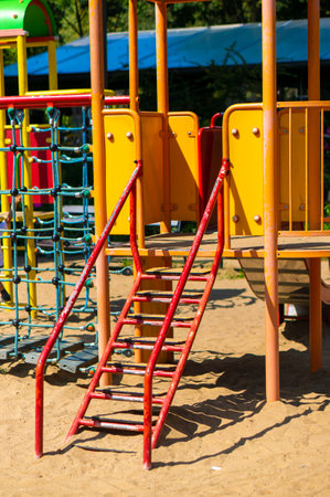 A vertical shot of a colorful playground