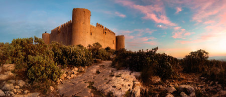 A beautiful shot of Sunset in Castell de Montgri.Good for wallpaper.の写真素材