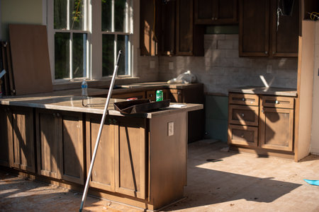 A messy destroyed house after a natural disasterの写真素材