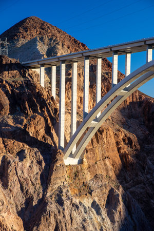 A beautiful view of Mike O'CallaghanâPat Tillman Memorial Bridge in Hoover Dam, Nevadaの写真素材