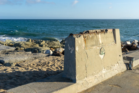 The view of the sea from the rocky shore.の写真素材