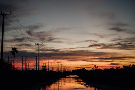 A river and landscape during a beautiful sunset