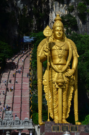A vertical shot of Batu Caves, Malaysiaの写真素材