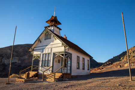The schoolhouse in Calico Ghost Town Regional Park, California.の写真素材