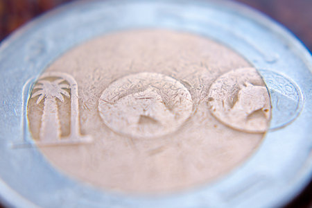 Close-up shot of Algerian Metal Currency