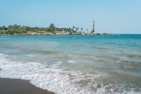 A beautiful shot of Punta turrets Beach, Caribbean sea, in Santo Domingo, Dominican Republicの写真素材