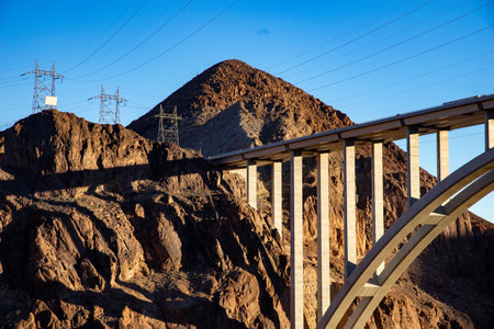 A beautiful view of Mike O'Callaghanâ€“Pat Tillman Memorial Bridge in Hoover Dam, Nevada