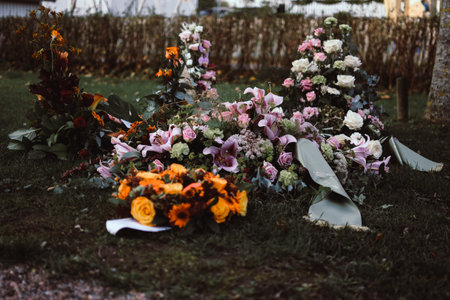 A beautiful floral decoration for a wedding ceremonyの写真素材