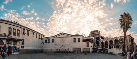 Panoramic view of The Temple of Jupiter which was built by the Romans. near the Umayyad Mosque and...