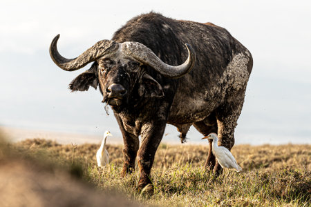 The African cape buffalo standing in the fieldの写真素材