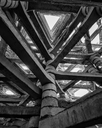 A low angle shot of an abandoned abstract building located in Areni, Vayots Dzor, Armenia
