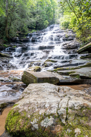 A beautiful shot of the Helen Georgia Waterfall in the USの写真素材