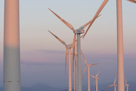 wind generators in the mountains of the basque country in spainの写真素材