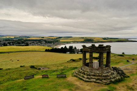 A beautiful shot of Stonehaven War Memorial in Scotland on nature background on a cloudy day