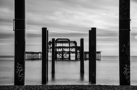 A beautiful shot of a beach under the cloudy skiesの写真素材