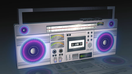 A digital render of an old vintage speakerの写真素材