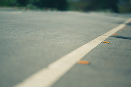 A selective of a borderline of a roadの写真素材