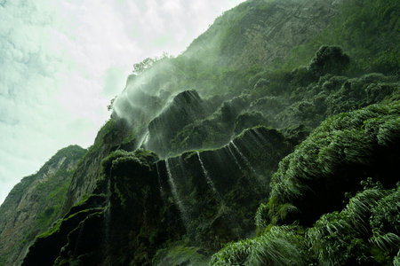 A waterfall in Grijalva river in Sumidero Canyon, Mexicoの写真素材