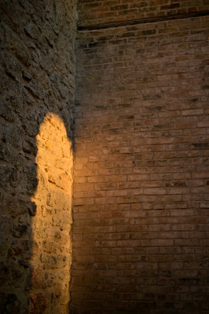 The sunlight on an old brick wallの写真素材
