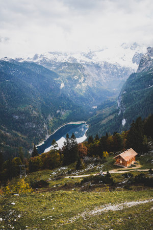 A beautiful shot of Gosausee Seeklausalm Austriaの写真素材