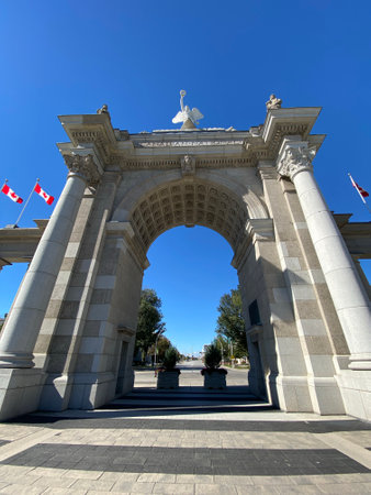 The famous Princes' Gates in Toronto Canadaの写真素材